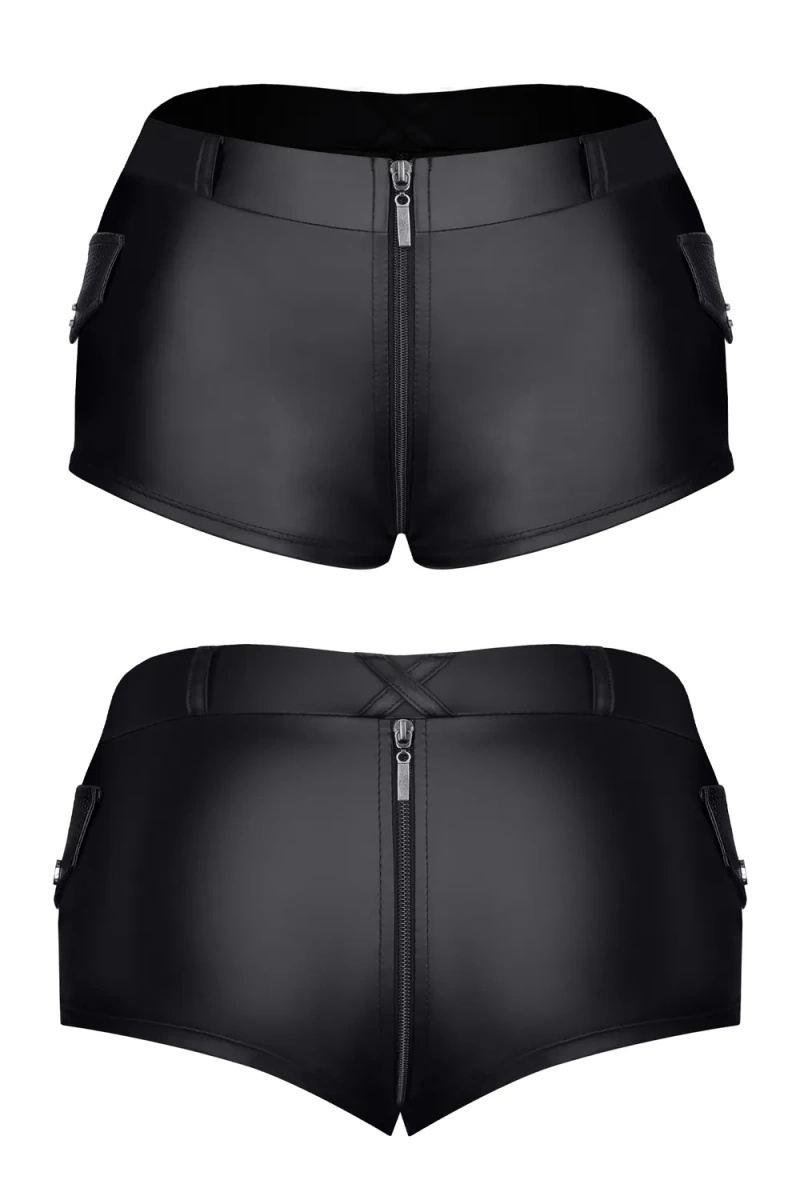 Szorty Wetlook W Stylu Militarnym Hella Czarne Demoniq