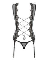 Meshlove gorset i stringi czarny - Obsessive