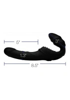 XR Brands Pro Rider dwustronny strap-on bez uprzęży z wibracją i pilotem, czarny