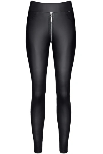 Legginsy Wetlook Ze Srebrnym Zamkiem Maddalena Czarne Demoniq