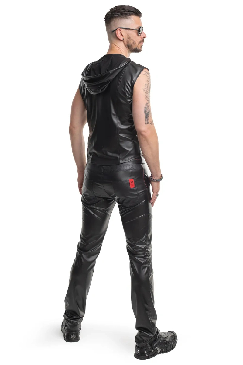 Spodnie Wetlook Z Perforowanymi Wstawkami Vitale Czarne Regnes