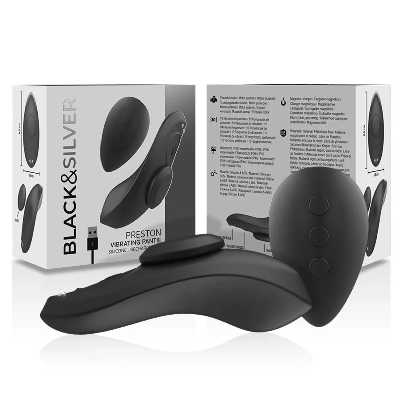 Black and Silver Panty Model – wibrator do bielizny z pilotem, silikonowy, czarny