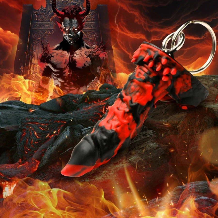 Creature Cocks Fire Demon – brelok silikonowy, czerwono-czarny, 7,1 cm