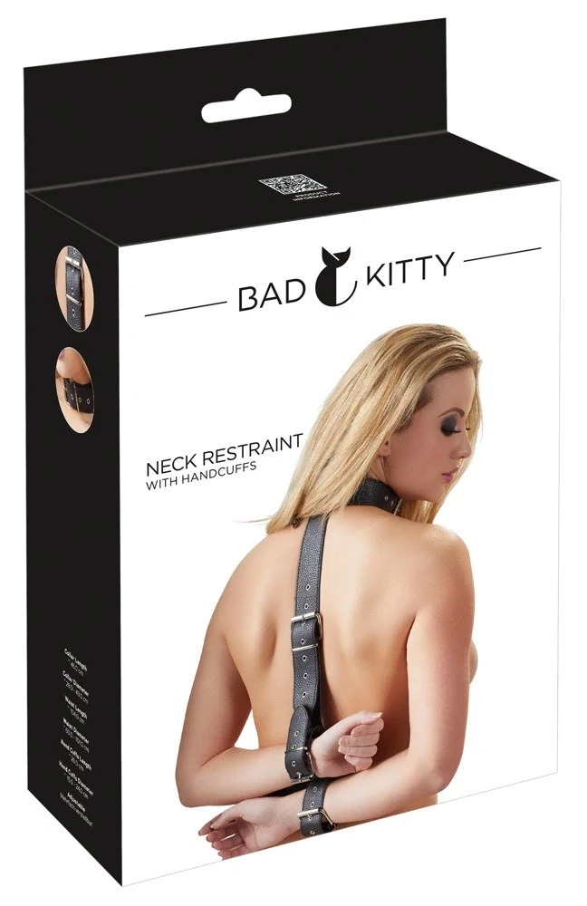 Bad Kitty zestaw do wiązania rąk za plecami z obrożą i pasem biodrowym, czarny