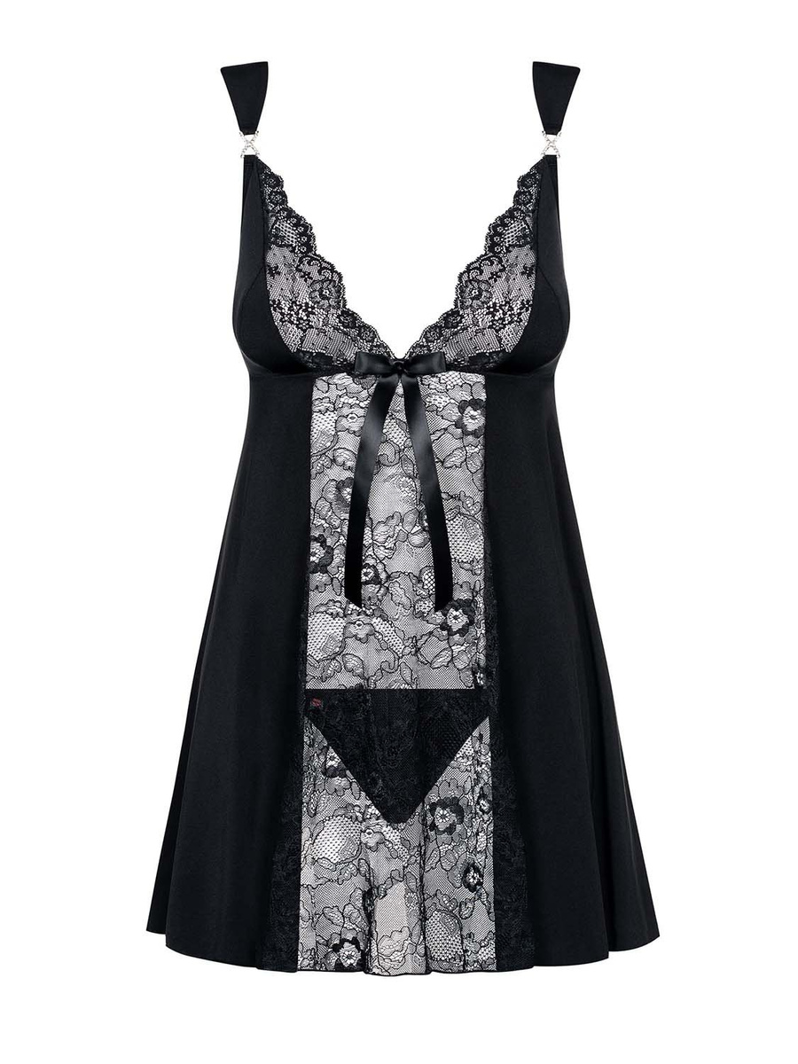 Charmea babydoll i stringi - czarne - zjawiskowo kobieca Obsessive