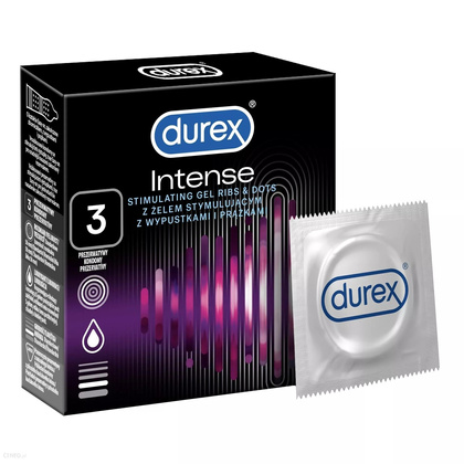 Prezerwatywy Lateksowe Z Prążkami I Wypustkami Oraz Żelem Stymulującym Intense 3 Szt. Durex