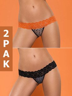 Lacea stringi DWUPAK - panterka: pomarańczowe i czarne Obsessive