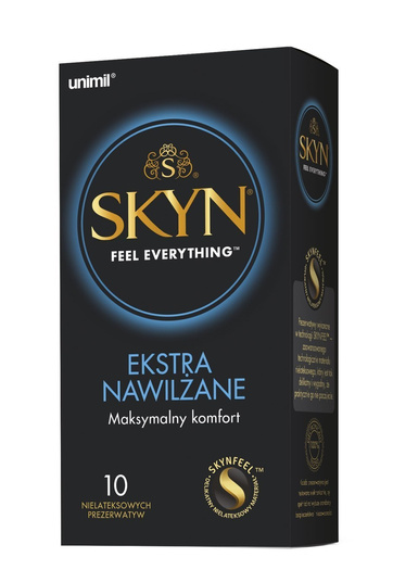 Dodatkowo Nawilżane Prezerwatywy Nielateksowe Skyn Ekstra Nawilżane 10 Szt. Unimil