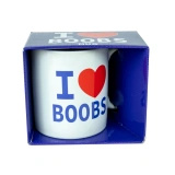Happy Jackson kubek ceramiczny I Love Boobs 400 ml, biały