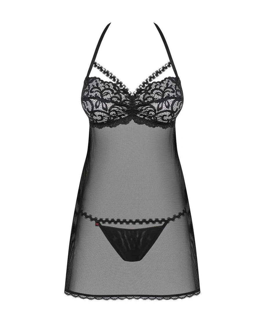 Joylace babydoll i stringi czarny - niezapomniana noc Obsessive