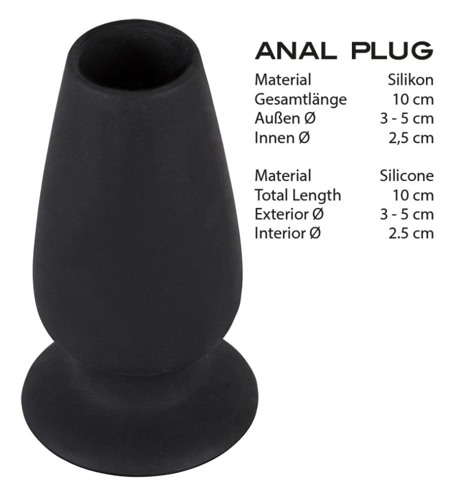 You2Toys korek intymny tunelowy M silikonowy czarny 10 cm