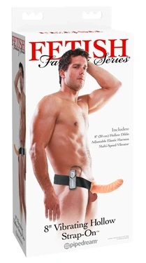Fetish Fantasy Series uprząż z pustą nakładką wibrującą cielista 20 cm