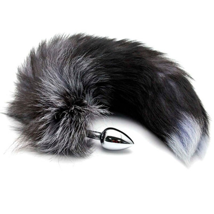 Korek Analny Lisi Ogon Black & White Fox Tail Alive