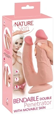 Nature Skin Bendable Double Penetrator dildo podwójne elastyczne, TPE, 20/19 cm