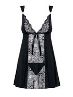 Charmea babydoll i stringi - czarne - zjawiskowo kobieca Obsessive