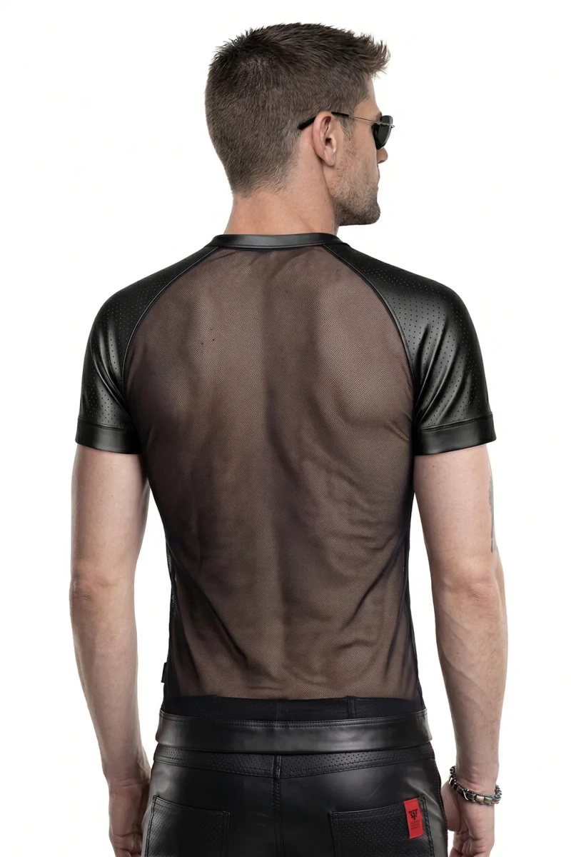 T-shirt Z Siateczki Z Perforowanymi Rękawami Dan Czarny Regnes