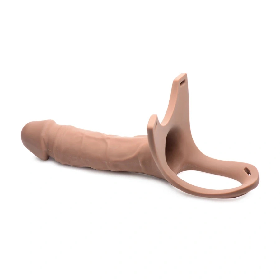 XR Brands Master Series pusty strap-on silikonowy z regulowanym paskiem, jasny