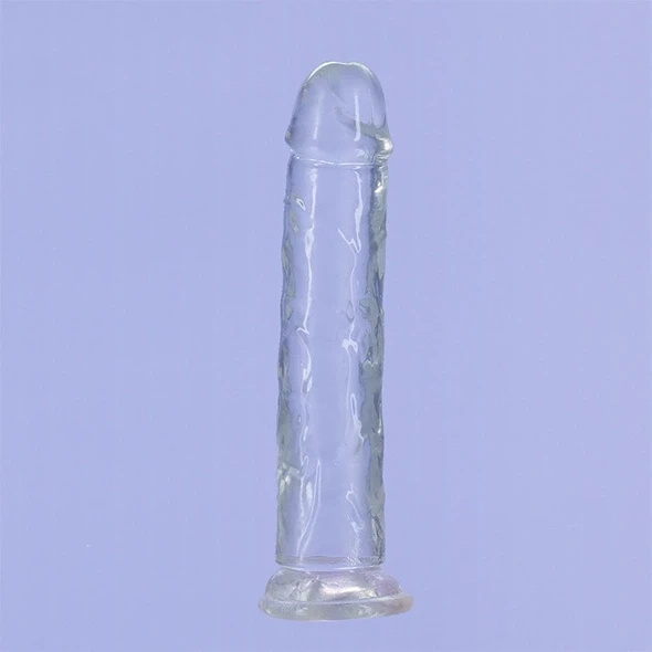 Addiction Crystal Addiction Vertical dildo z TPE 18 cm z przyssawką, przezroczyste