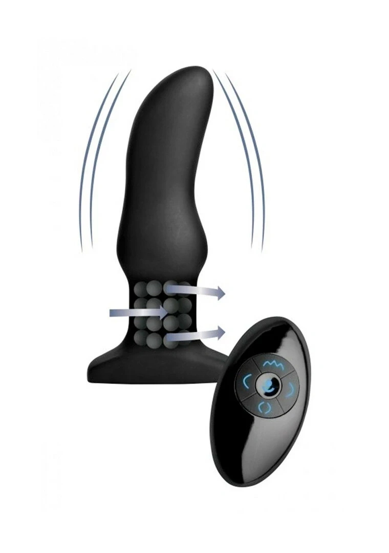 XR Brands Curve Plug korek analny silikonowy z wibracją, rotacją i pilotem
