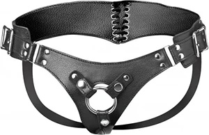XR Brands Harness Corset Style uprząż z ekoskóry, sznurowana z tyłu