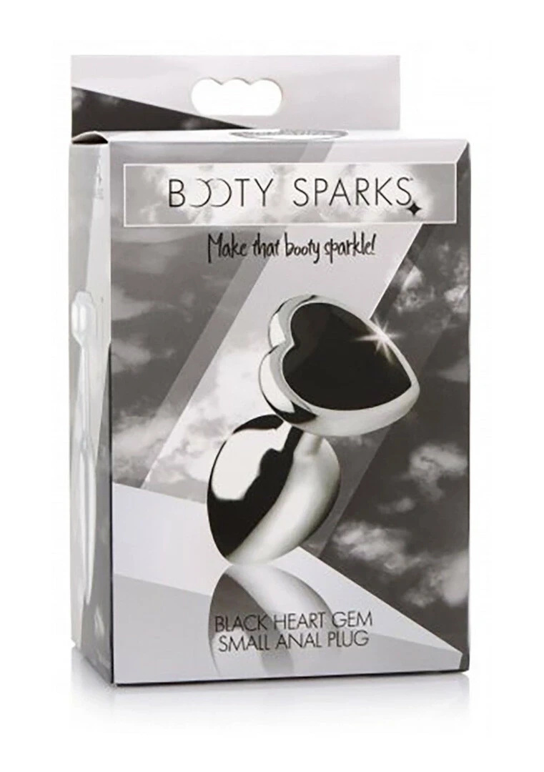 XR Brands korek analny z sercem, mały, aluminiowy, czarny