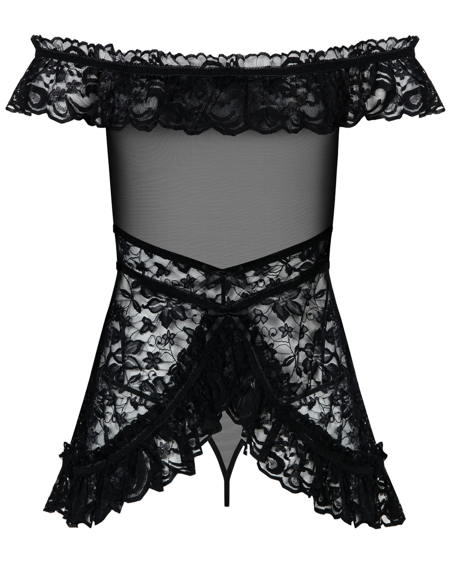 Koronkowa Babydoll Ze Stringami Flores L/Xl Obsessive