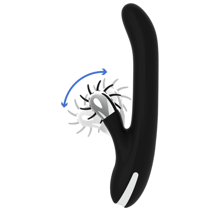 Black and Silver Storm Rotation Vibe – wibrator rotacyjny silikonowy, USB, 24 cm