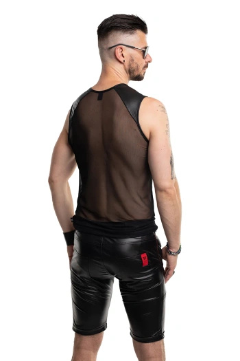 T-shirt Z Siateczki Ze Wstawkami Wetlook Silvestro Czarny Regnes