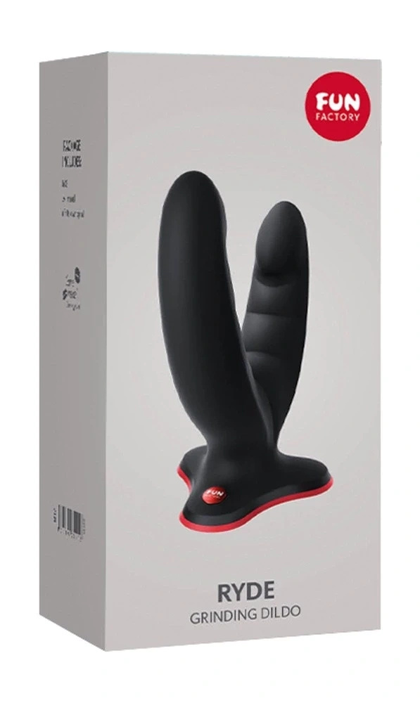Fun Factory Ryde dildo podwójne z przyssawką, czarne, 12,3/10 cm