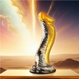 EPIC Drakon – silikonowe dildo, żółta kobra, 205 mm