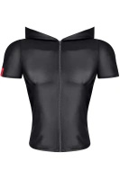 T-shirt Z Kapturem Wetlook Z Zamkiem Slim Fit Ettore Czarny Regnes