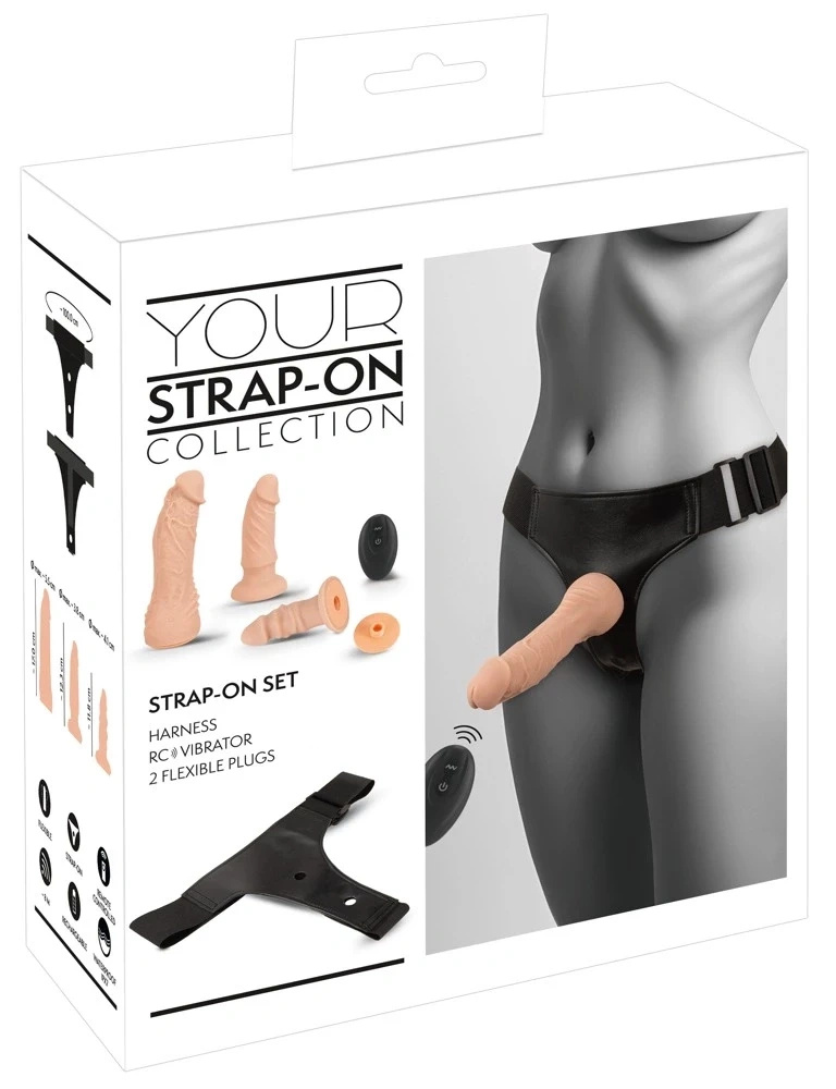 You2Toys RC Vibe zestaw strap-on z uprzężą, 2 końcówkami i wibracjami na pilota