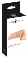 Bad Kitty zestaw 5 metalowych pierścieni srebrnych w różnych rozmiarach