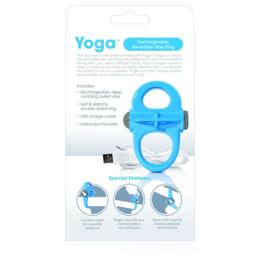 The Screaming O Charged Yoga Blue – pierścień wibrujący, 10 trybów, niebieski