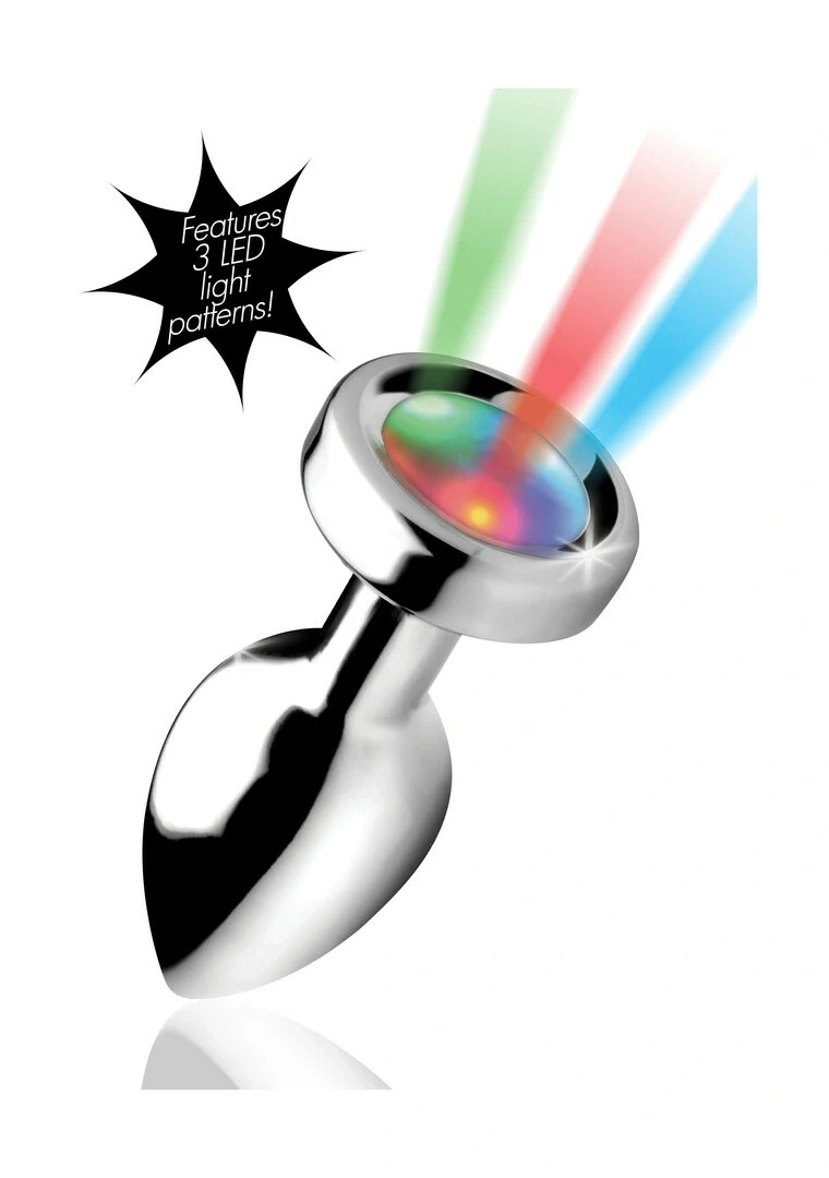 XR Brands LED Rainbow Mini korek analny aluminiowy z podświetleniem LED