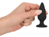 Black Velvets korek analny stożkowy silikonowy mały 7,8 cm, czarny