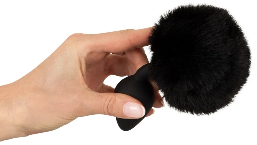 You2Toys Fluffy Tail Black M – korek analny z puszystym ogonem