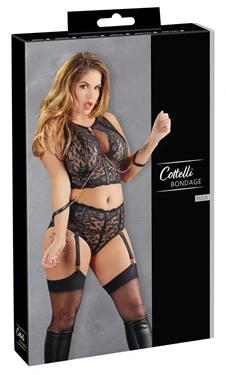 Cottelli Collection zestaw koronkowy Bondage 95D/2XL z kajdankami