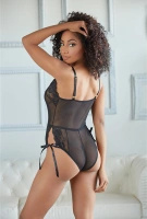 Allure Body Knot Romper L/XL koronkowe body z wiązaniem, czarne