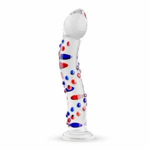 Gildo No. 3 szklane dildo z kolorowymi detalami, 19 cm
