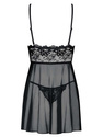 Komplet Idillia babydoll i stringi - czarna - Obsessive