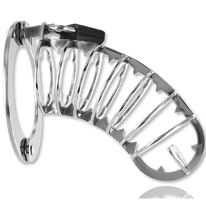 Metal Hard System kontroli – klatka intymna stalowa, 14 cm, z zamkiem