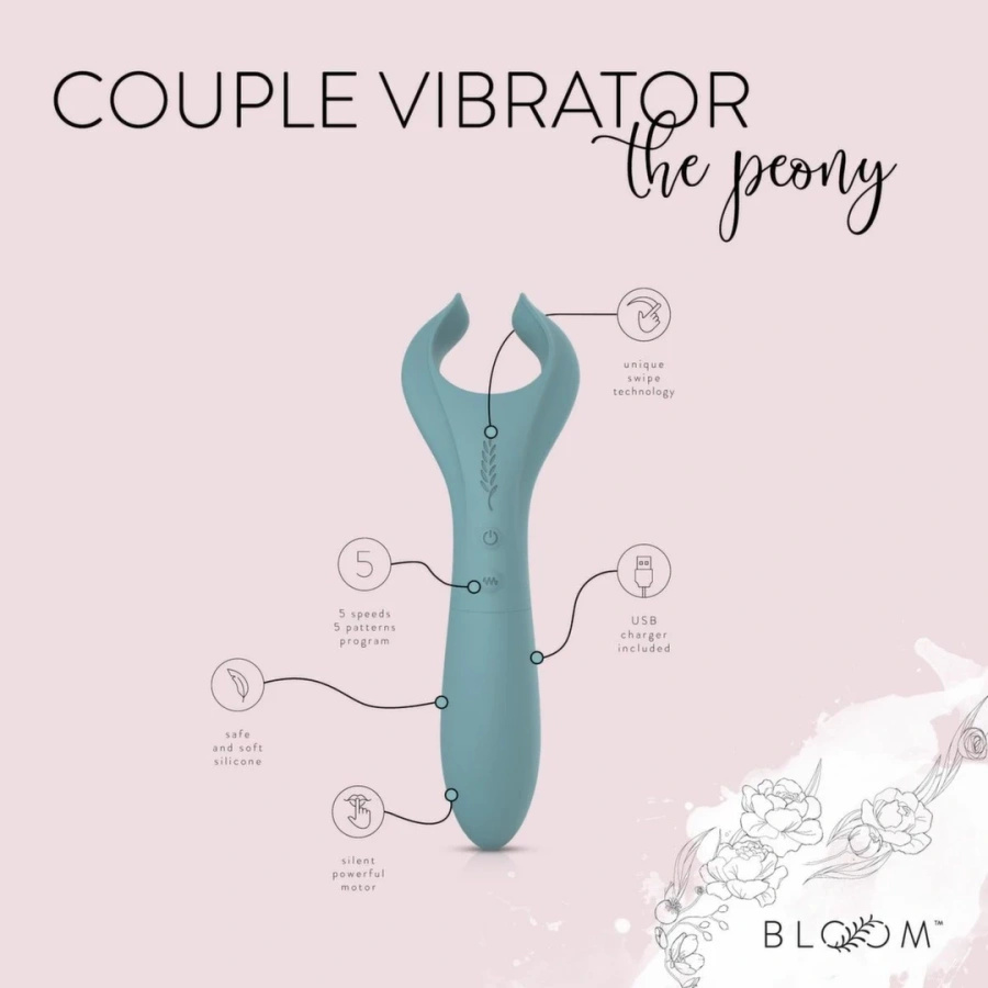 Bloom Peony zielony – wibrator dla par, silikonowy, IPX7