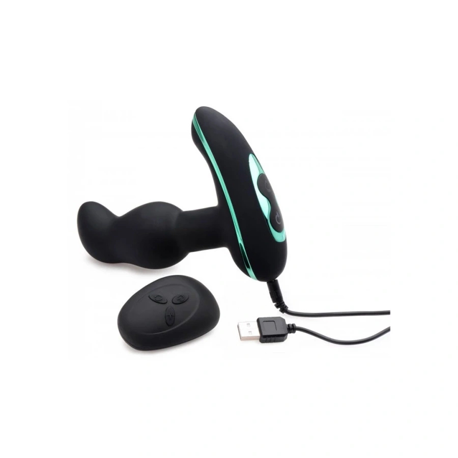 XR Brands Master Series masażer prostaty z rotacyjnymi kulkami, silikonowy, czarny