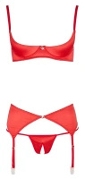 Cottelli Lingerie zestaw satynowy czerwony 3-częściowy 80C/M