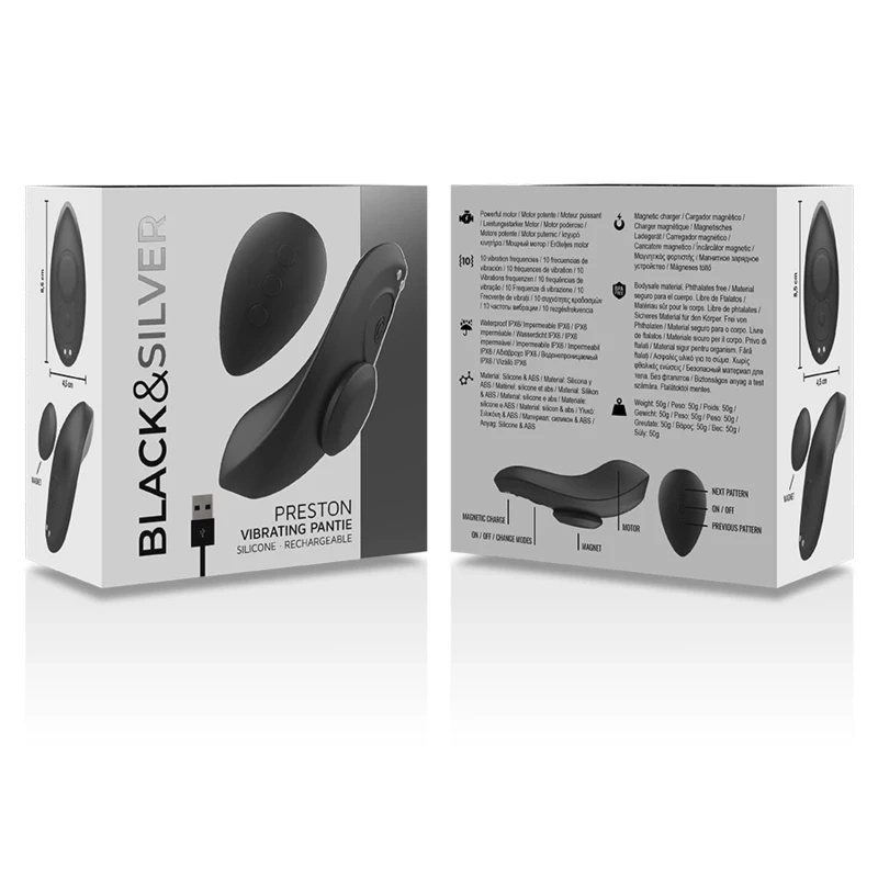 Black and Silver Panty Model – wibrator do bielizny z pilotem, silikonowy, czarny