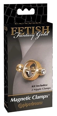 Fetish Fantasy Gold magnetyczne zaciski złote z kryształkami 5 cm