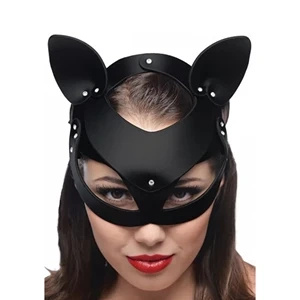 XR Brands Leather Cat Mask maska kota ze skóry naturalnej, regulowana