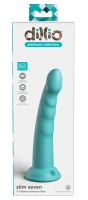 Dillio Platinum Slim Seven 19,7 cm dildo z rowkami, silikonowe, turkusowe