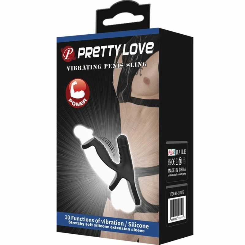 Pretty Love 0801S – czarny elastyczny rękaw z 10 trybami wibracji, silikon